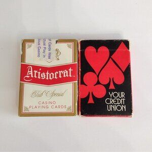 Vintage Set Of Playing Cards Bur-No Credit Union Aristocrat Sunset Station
